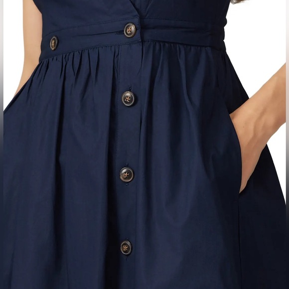 J.Crew Rosina Poplin Button Front Wrap Dress Navy, Size 12 midi lenght cotton - Picture 3 of 13